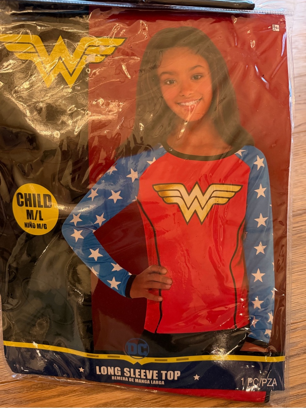 DC Comics Wonder Woman Red & Blue Long Sleeve Kids Costume Top